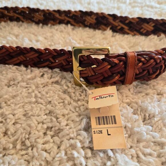 NWT Talbots Braided Brown Leather Belt L - Picture 2 of 6